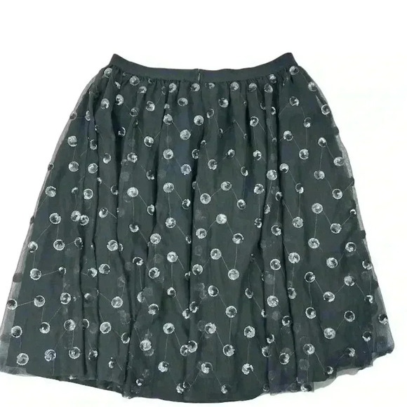Ann Taylor Sequined Tulle Midi Skirt Black/Gray Silver Size M Party Cocktail - Picture 10 of 10